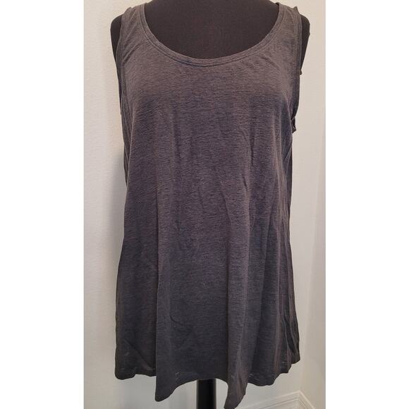Eileen Fisher Organic Linen Jersey Long Tank Mink Gray Large - Picture 1 of 7